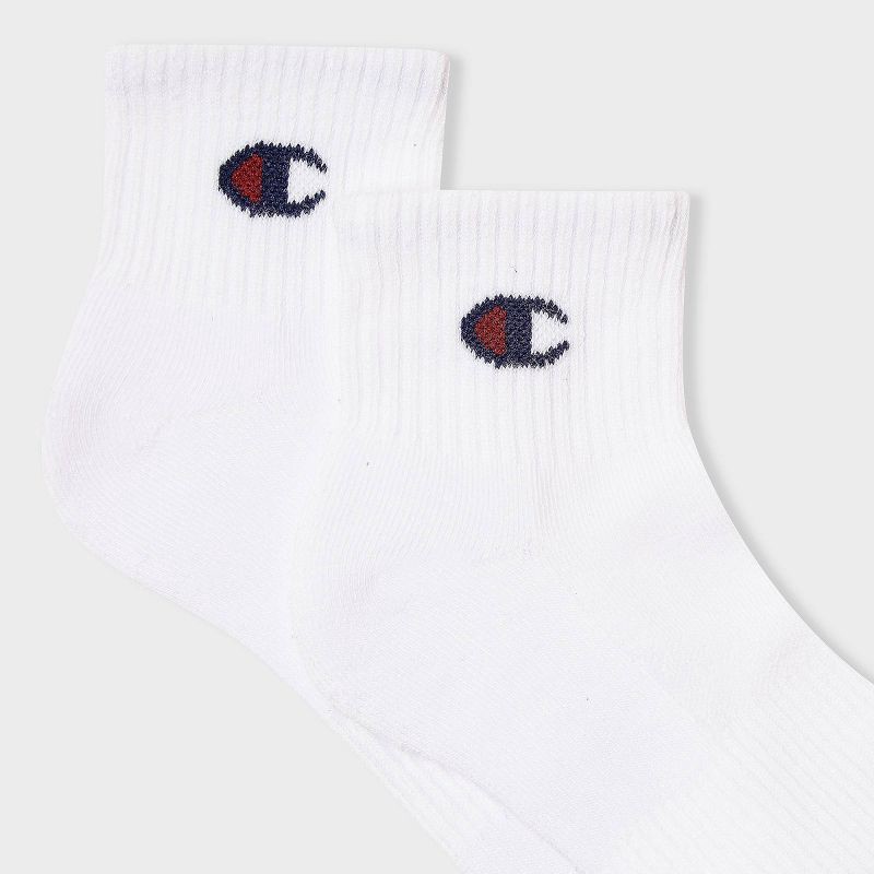 slide 3 of 4, Champion Iconic Essentials Men's 6pk Cushion Quarter Socks - White 6-12, 6 ct