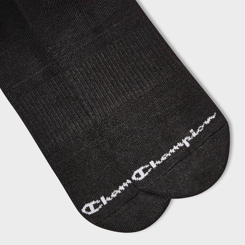 slide 3 of 3, Champion Iconic Essentials Men's 6pk Cushion Low Cut Socks - Black 6-12, 6 ct