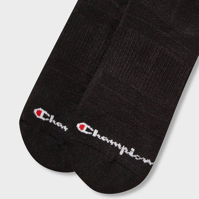 slide 4 of 4, Champion Iconic Essentials Men's 6pk Cushion Crew Socks - Black 6-12, 6 ct