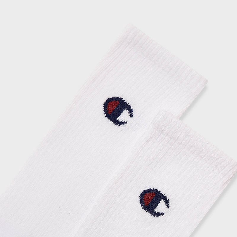 slide 3 of 4, Champion Iconic Essentials Men's 6pk Cushion Crew Socks - White 6-12, 6 ct