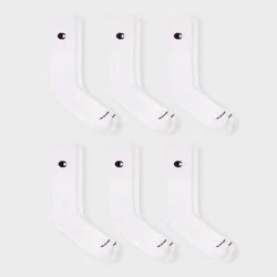 Champion Iconic Essentials Men's 6pk Cushion Crew Socks - White 6-12
