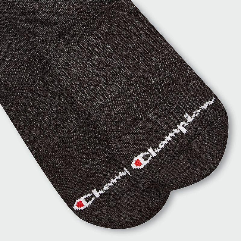 slide 4 of 4, Champion Iconic Essentials Men's 6pk Cushion Quarter Socks - Black 6-12, 6 ct
