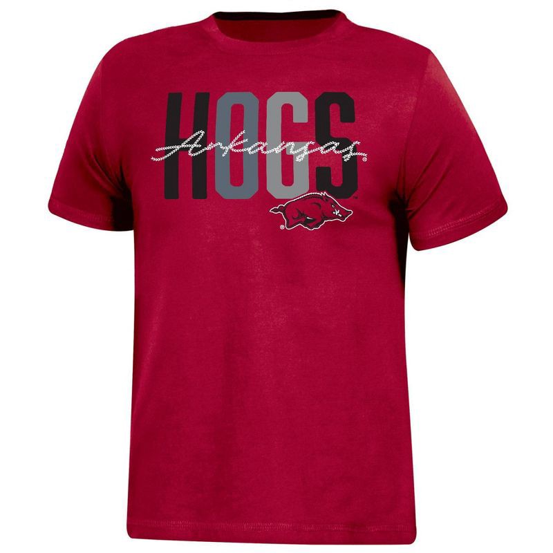 slide 1 of 3, NCAA Arkansas Razorbacks Girls' Crew Neck T-Shirt - XL, 1 ct