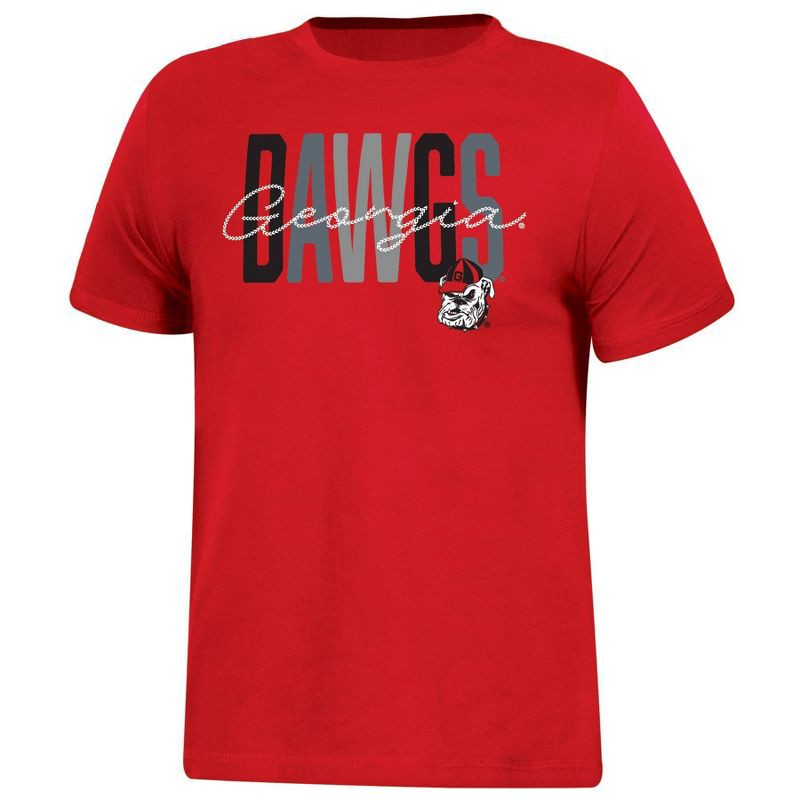 slide 1 of 3, NCAA Georgia Bulldogs Girls' Crew Neck T-Shirt - XS, 1 ct