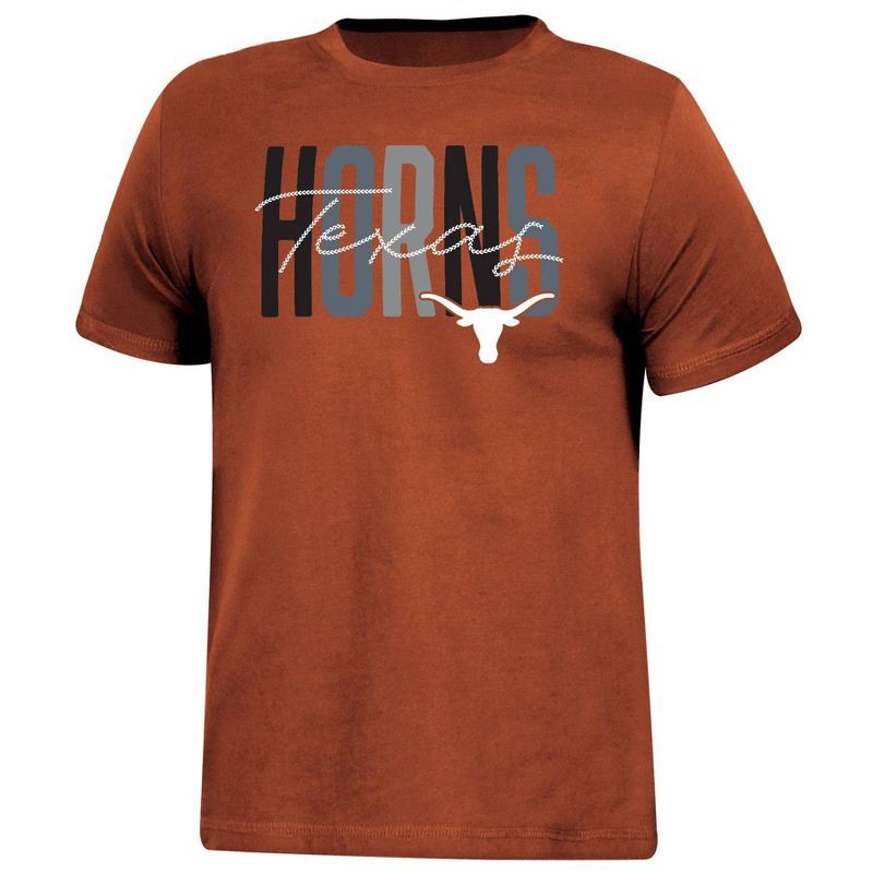 slide 1 of 3, NCAA Texas Longhorns Girls' Crew Neck T-Shirt - XS, 1 ct