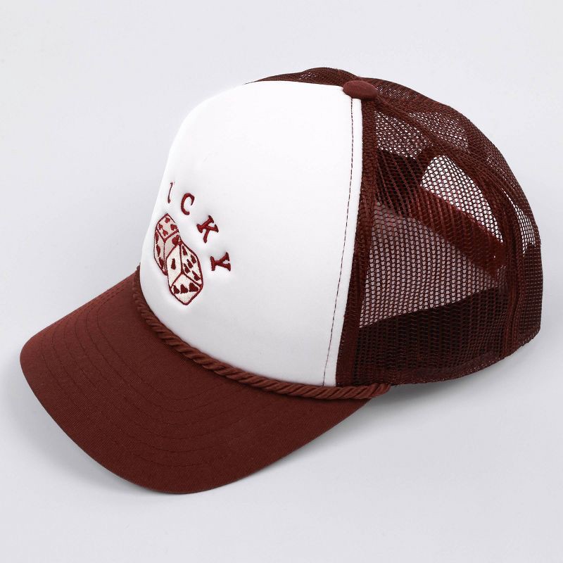 slide 3 of 5, Concept One Lucky Dice Baseball Hat - White/Maroon, 1 ct
