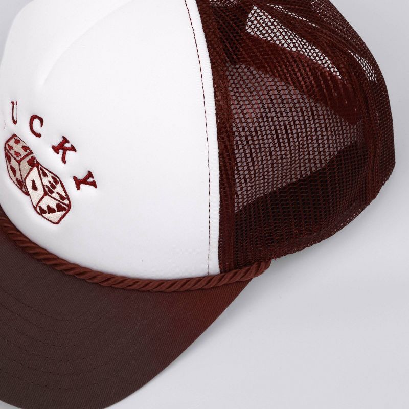 slide 5 of 5, Concept One Lucky Dice Baseball Hat - White/Maroon, 1 ct