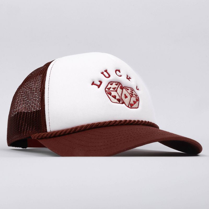 slide 1 of 5, Concept One Lucky Dice Baseball Hat - White/Maroon, 1 ct