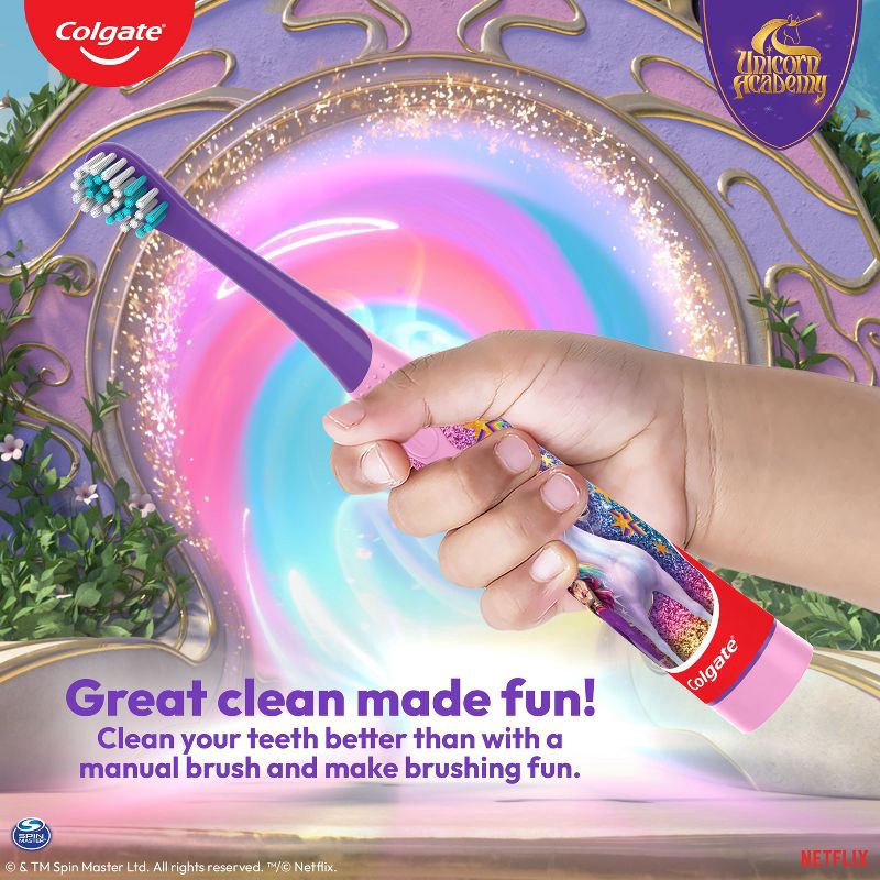 slide 6 of 12, Colgate Kids' Battery Powered Toothbrush - Unicorn Academy, 1 ct