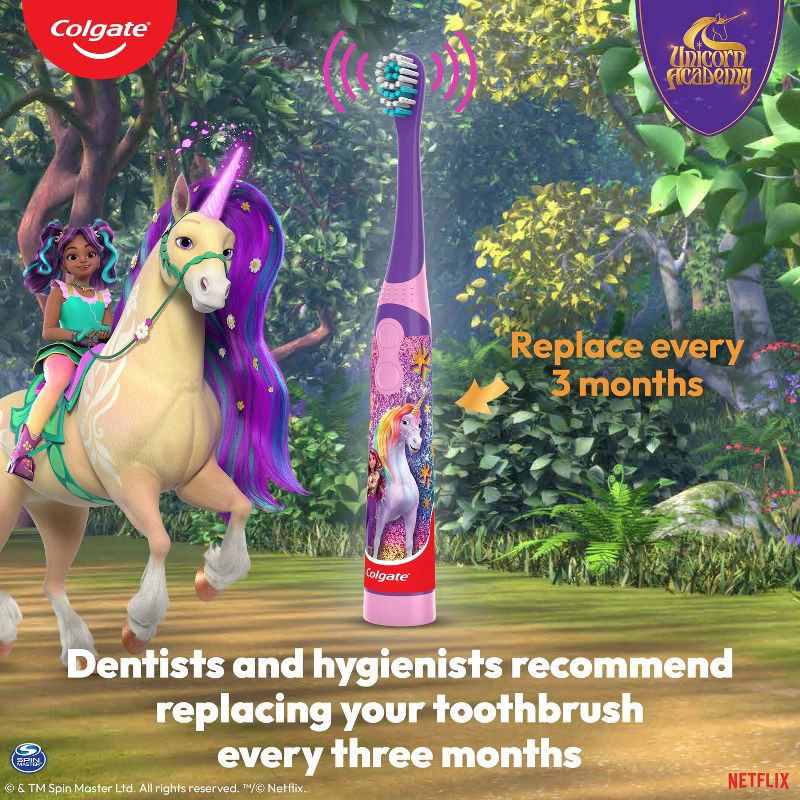 slide 7 of 12, Colgate Kids' Battery Powered Toothbrush - Unicorn Academy, 1 ct