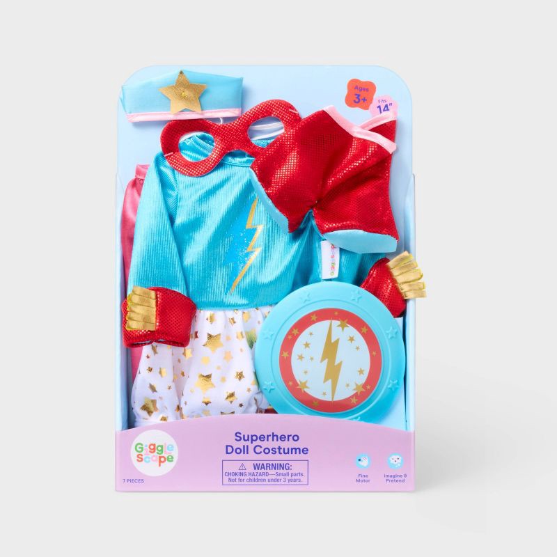 slide 3 of 4, 14" Baby Doll Superhero Outfit - Gigglescape™, 1 ct