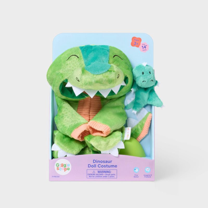 slide 3 of 5, 14" Baby Doll Dino Outfit - Gigglescape™, 1 ct