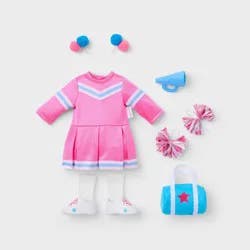 14" Baby Doll Cheerleader Outfit - Gigglescape™: Polyester Sports-Themed Doll Clothing, 12-Piece Set