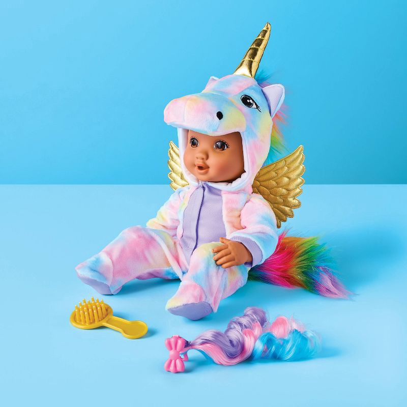 slide 2 of 5, 14" Baby Doll Unicorn Outfit - Gigglescape™: Fantasy-Themed Polyester Clothing Set for 14-Inch Dolls, 1 ct
