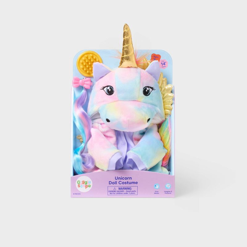slide 3 of 5, 14" Baby Doll Unicorn Outfit - Gigglescape™: Fantasy-Themed Polyester Clothing Set for 14-Inch Dolls, 1 ct