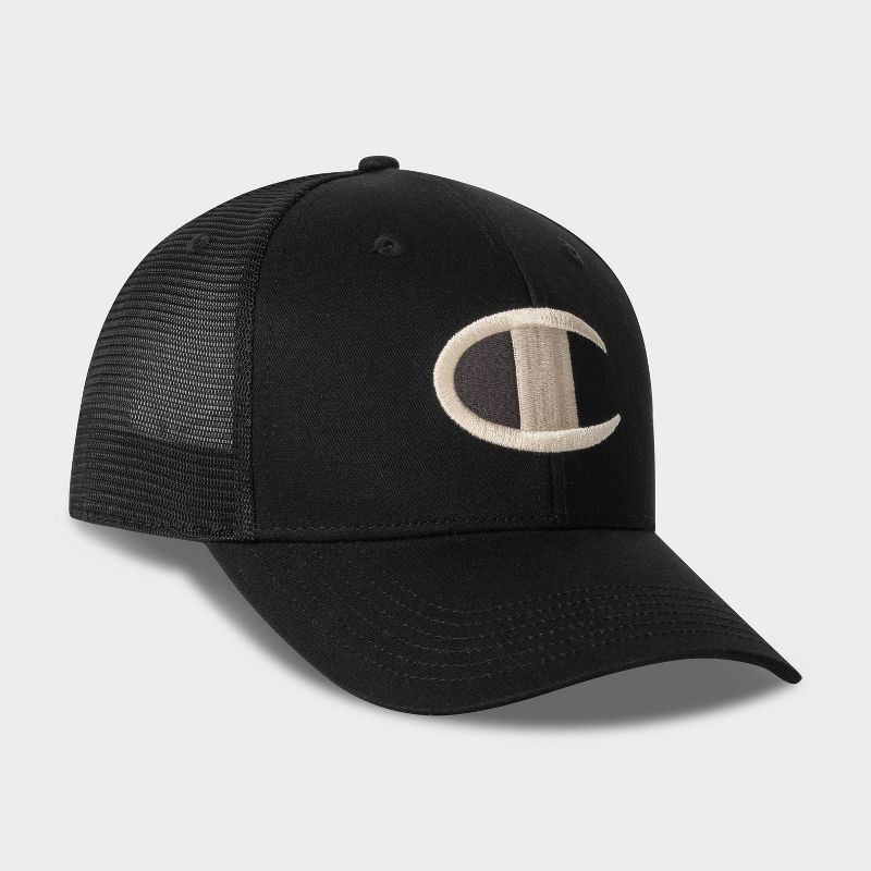 slide 3 of 4, Champion Adult Logan Twill Trucker Hat - Black, 1 ct