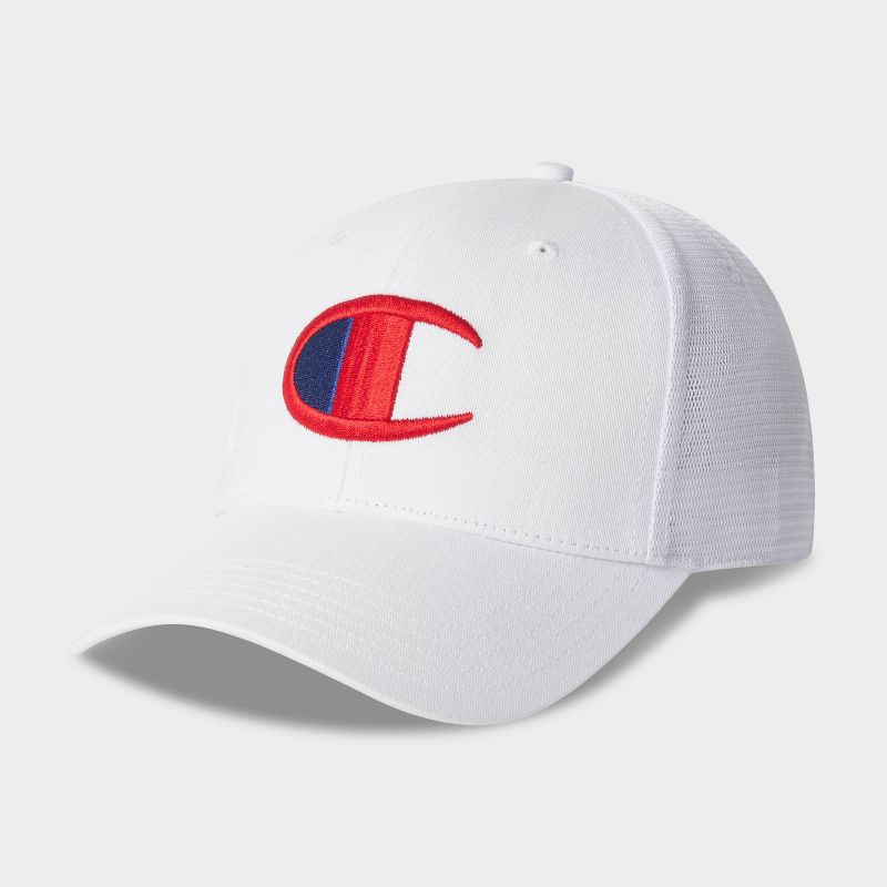 slide 2 of 4, Champion Adult Logan Twill Trucker Hat - White, 1 ct