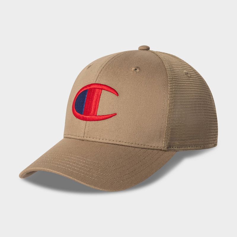 slide 3 of 4, Champion Adult Logan Twill Trucker Hat - Khaki, 1 ct