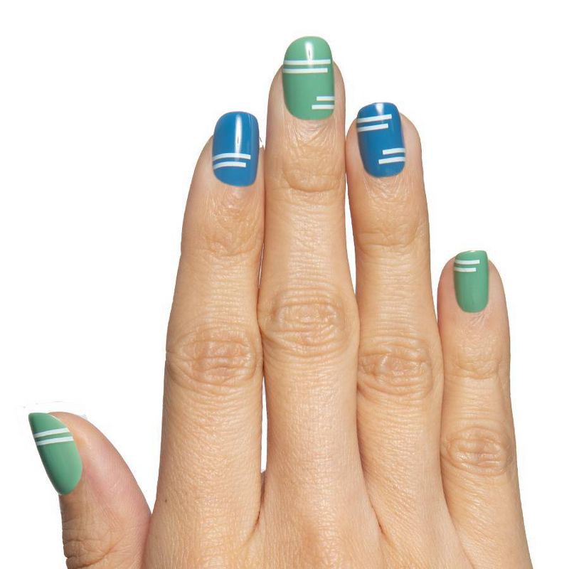 slide 2 of 5, Olive & June Press-On Fake Nails - XS Squoval - Sporty Stripes - 42ct, 42 ct
