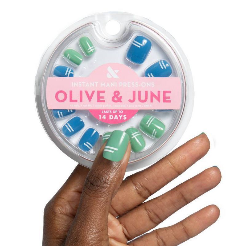 slide 4 of 5, Olive & June Press-On Fake Nails - XS Squoval - Sporty Stripes - 42ct, 42 ct