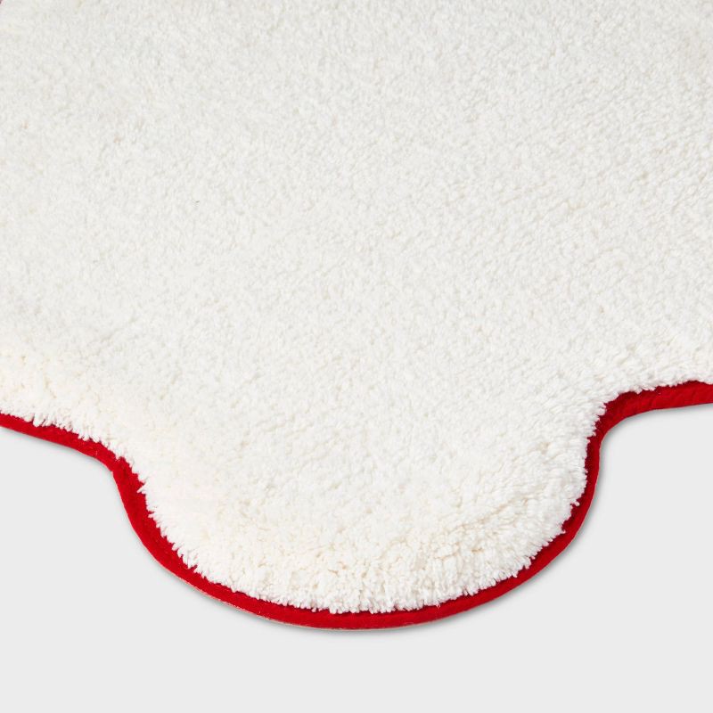 slide 3 of 4, 20"x30" Scalloped Christmas Bath Rug Cream/Red - Threshold™, 1 ct