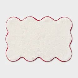 20"x30" Scalloped Christmas Bath Rug Cream/Red - Threshold™