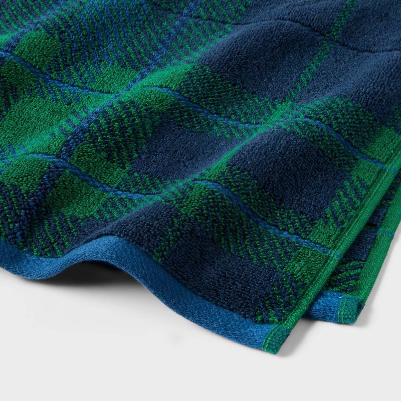 slide 3 of 6, 2pk Winter Wonderland Plaid Christmas Hand Towels Blue/Green - Threshold™, 2 ct