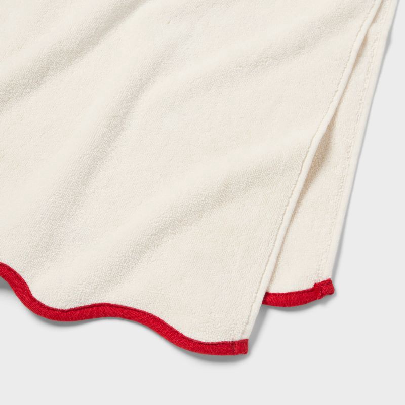 slide 3 of 4, Scalloped Christmas Bath Towel Cream/Red - Threshold™, 1 ct