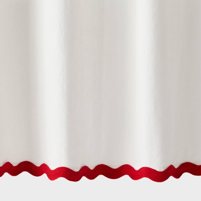 slide 4 of 4, 72"x72" Scalloped Christmas Shower Curtain Cream/Red - Threshold™, 1 ct