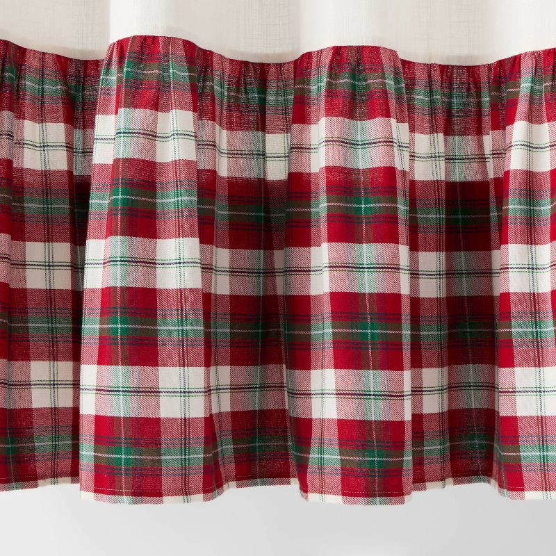 slide 4 of 4, 72"x72" Green/Red Plaid Ruffle Christmas Shower Curtain Cream - Threshold™, 1 ct