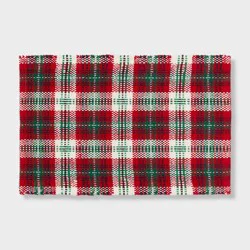 20"x30" Woven Plaid Christmas Bath Rug Red/Green - Threshold™