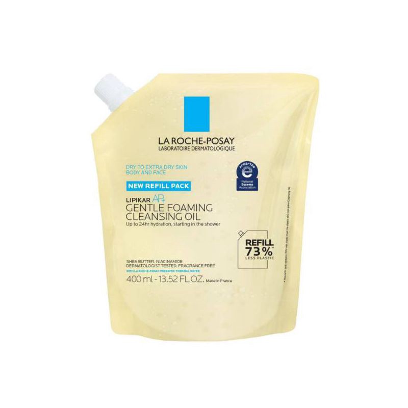 slide 1 of 10, La Roche Posay Lipikar AP+ Gentle Foaming Cleansing Oil Refill - 13.52 fl oz: Alcohol-Free, With Shea Butter, For Dry Skin, 13.52 fl oz
