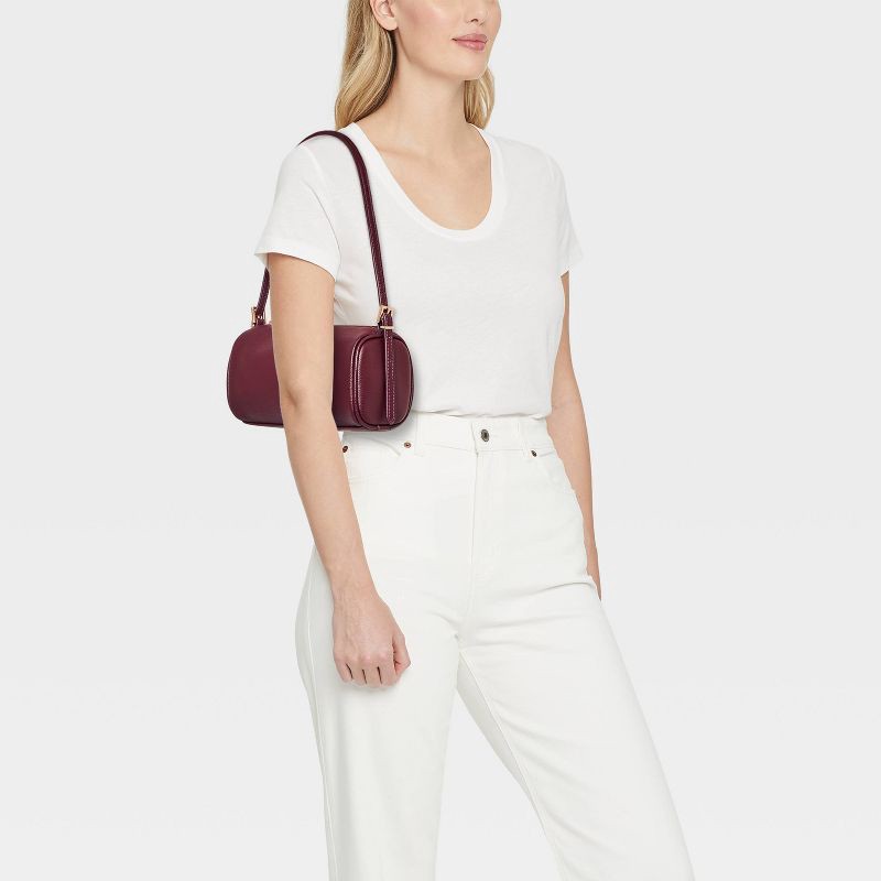 slide 2 of 5, Mini Boxy Barrel Bag - A New Day™ Dark Red, 1 ct
