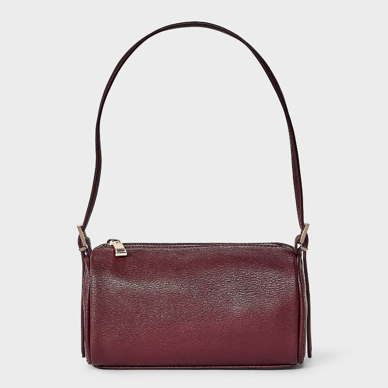 slide 1 of 5, Mini Boxy Barrel Bag - A New Day™ Dark Red, 1 ct