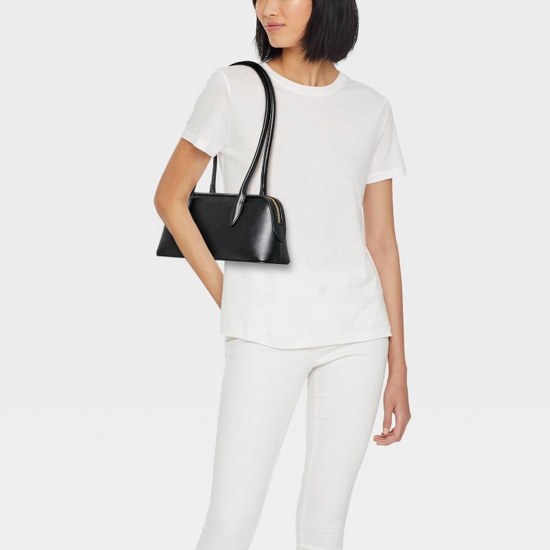 slide 2 of 5, Long Handle Satchel Handbag - A New Day™ Black, 1 ct