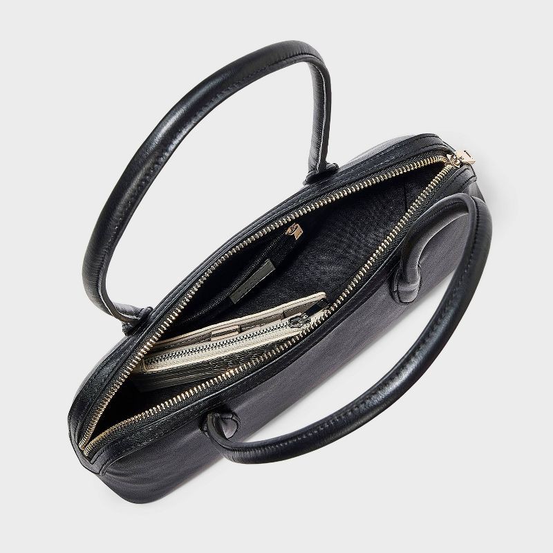 slide 4 of 5, Long Handle Satchel Handbag - A New Day™ Black, 1 ct