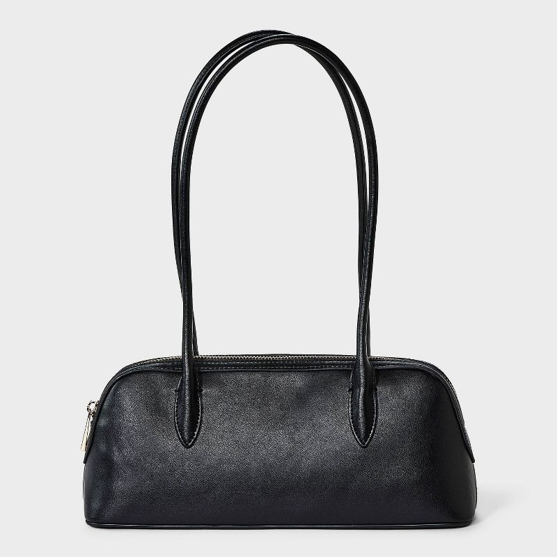 slide 1 of 5, Long Handle Satchel Handbag - A New Day™ Black, 1 ct