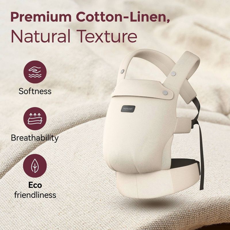 slide 3 of 6, Momcozy Baby Carrier with Natural Cotton Linen - Light Amber, 1 ct