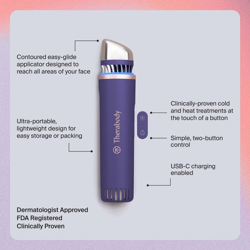 slide 10 of 13, Therabody TheraFace Depuffing Cold & Heat Facial Treatment Wand - Indigo, 1 ct