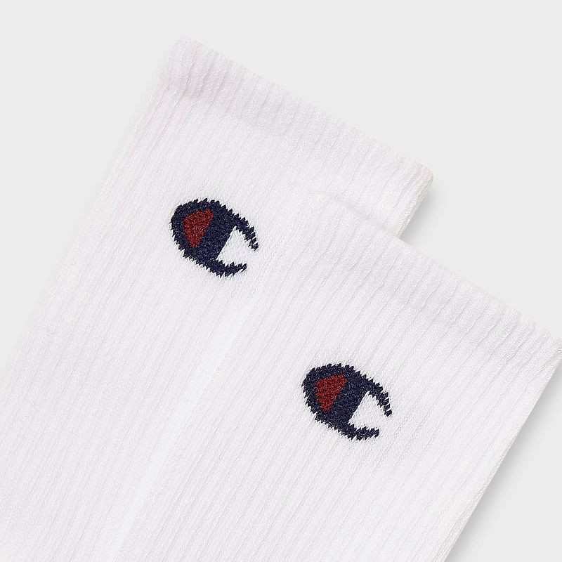 slide 3 of 4, Champion Iconic Essentials Women's 6pk Cushioned Crew Socks - White 4-10, 6 ct