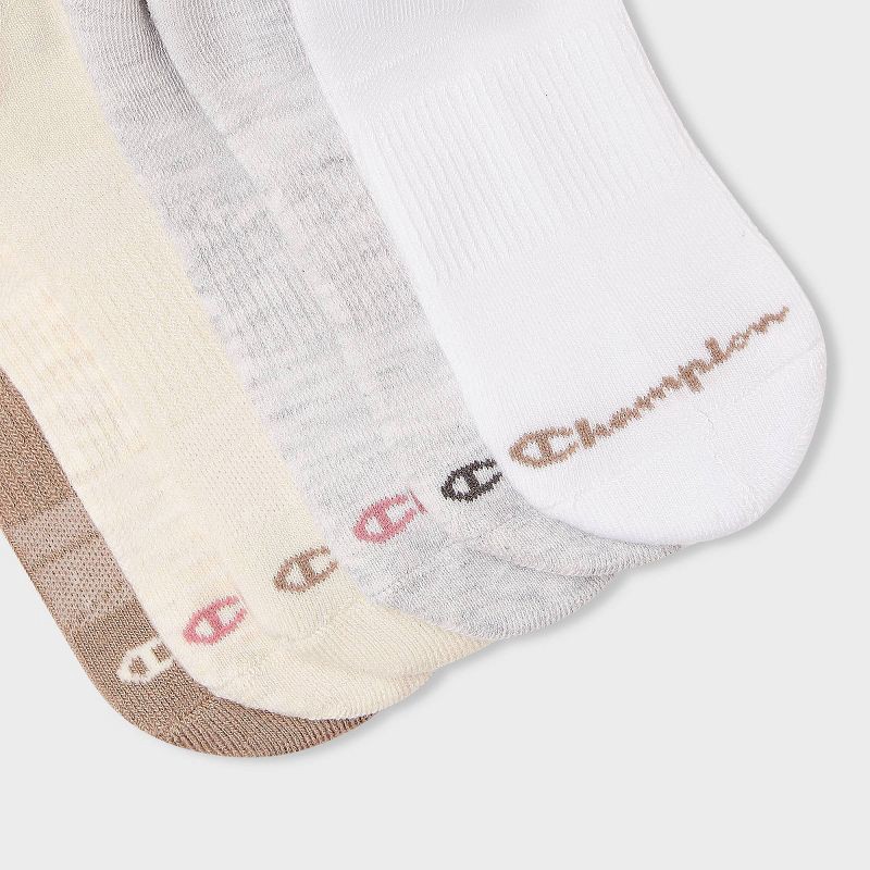 slide 3 of 3, Champion Iconic Essentials Women's 6pk Cushioned Low Cut Socks - Oatmeal/Tan/White/Gray 4-10, 6 ct