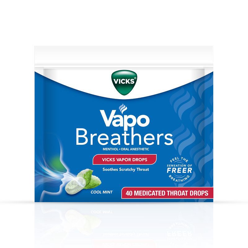 slide 2 of 8, Vicks Vapo Breather Drops - Cool Mint - 40ct, 40 ct