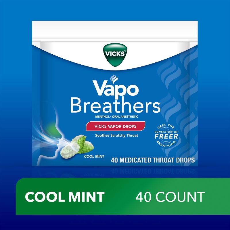 slide 8 of 8, Vicks Vapo Breather Drops - Cool Mint - 40ct, 40 ct