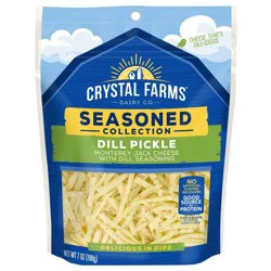Crystal Farms Dill Pickle Shredded Monterey Jack Cheese - 7oz