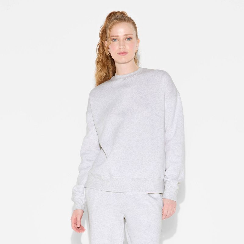 slide 2 of 3, Women's Oversized Pullover Sweatshirt - Wild Fable™ Light Gray S, 1 ct
