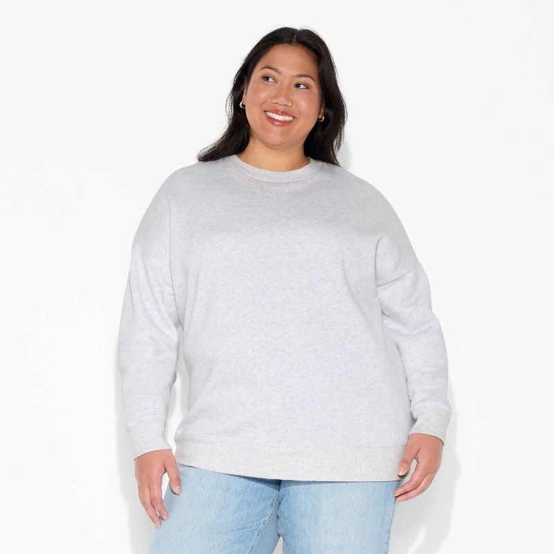 slide 2 of 3, Women's Oversized Pullover Sweatshirt - Wild Fable™ Light Gray XXL, 1 ct