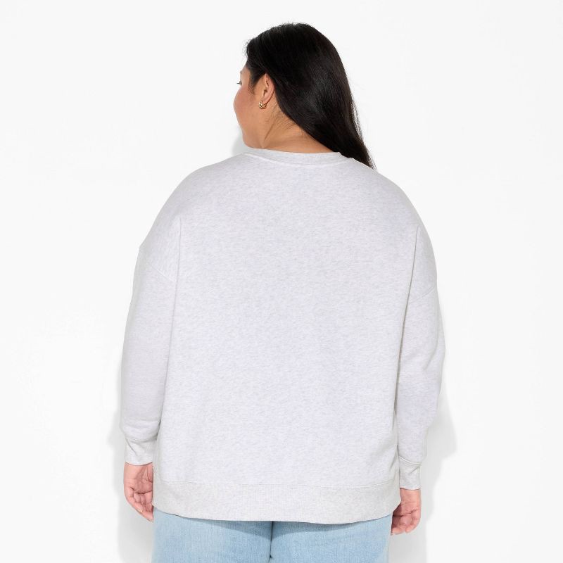 slide 3 of 3, Women's Oversized Pullover Sweatshirt - Wild Fable™ Light Gray XXL, 1 ct