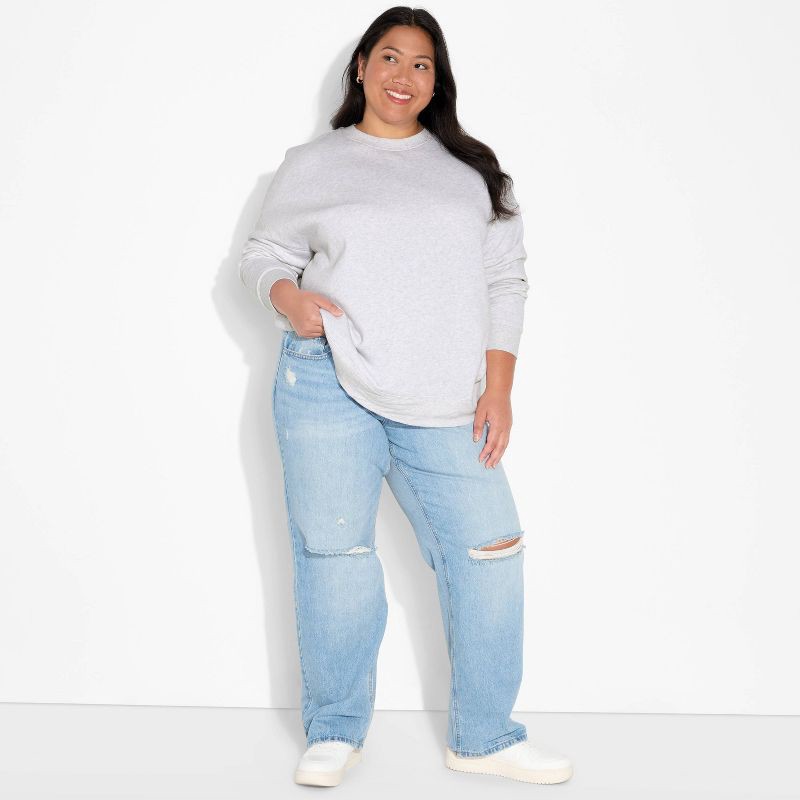 slide 1 of 3, Women's Oversized Pullover Sweatshirt - Wild Fable™ Light Gray XXL, 1 ct