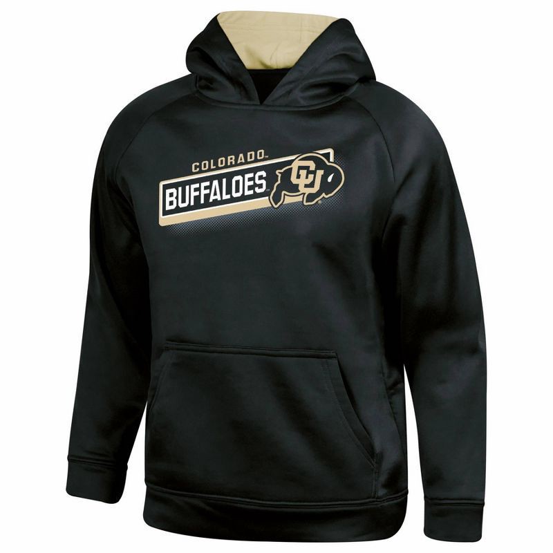 slide 1 of 3, NCAA Colorado Buffaloes Boys' Gray Hooded Sweatshirt - M: Cotton-Polyester Fleece Pullover, 1 ct
