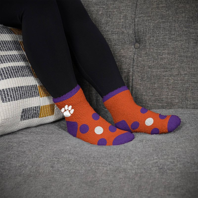 slide 3 of 3, NCAA Clemson Tigers Big Dot Fuzzy Sleep Soft Socks, 1 ct